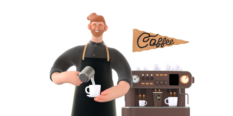 Coffee maker making coffee  3D Icon
