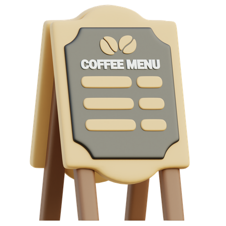 Coffee Menu Signboard  3D Icon