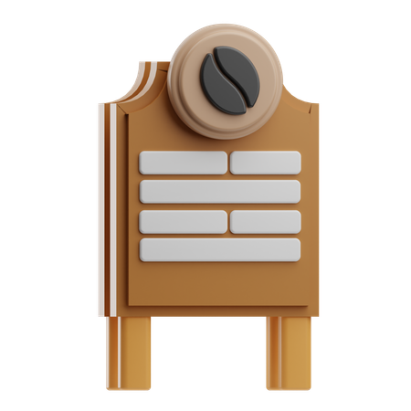 Coffee Menu Signboard  3D Icon