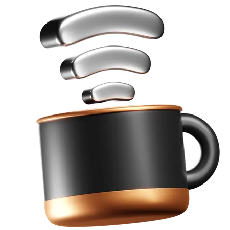 This Icon Features A Realistic 3 D Coffee Mug With Steam Rising From The Top Signifying Warmth And Energy The Metallic Sheen And Copper Accents Give It A Contemporary Look Perfect For Applications Related To Coffee Beverages Or Any Setting That Calls For A Cozy And Inviting Atmosphere 3D Icon
