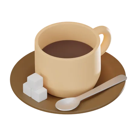 Aroma Of Coffee Mug With Lump Sugar Perfect For Conveying The Essence Of Morning Rituals And The Joy Of A Stylish Coffee Break 3 D Render Illustration 3D Icon