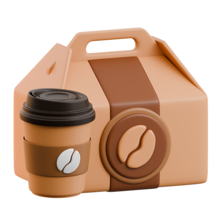 커피 패키지와 컵  3D Icon