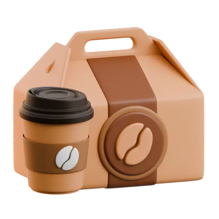 커피 패키지와 컵  3D Icon
