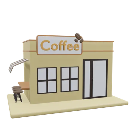 Coffee Shop 3 D Building Illustration With Transparent 3D Icon
