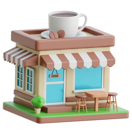 コーヒーショップ  3D Icon