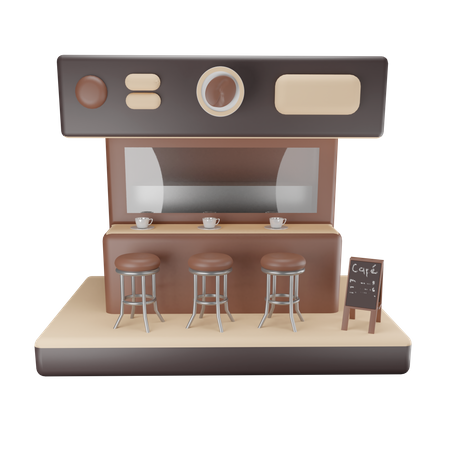 Coffee Shop  3D Illustration