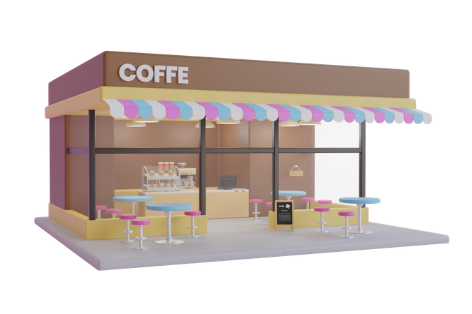 Coffee shop 3D Illustration