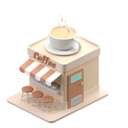 3 D Rendering Of A Coffee Shop Building 3D Icon