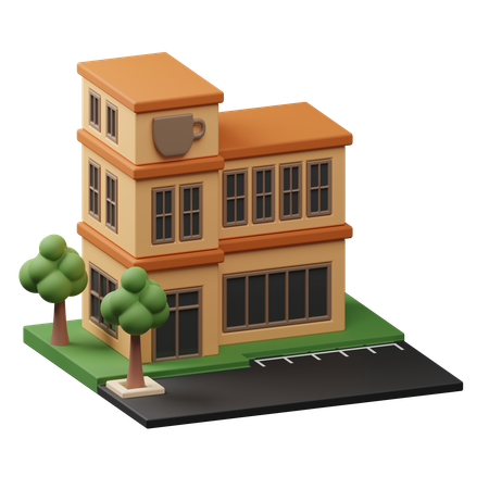 Coffee Shop Building  3D Icon