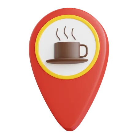 3 D Coffee Shop Location Pin Icon Illustration With Transparent Background 3D Icon