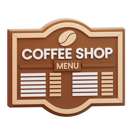 Coffee Shop Menu Sign  3D Icon