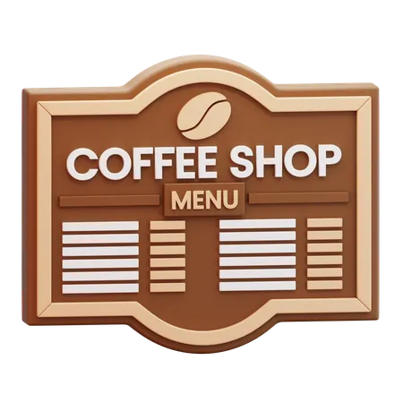 Coffee Shop Menu Sign  3D Icon