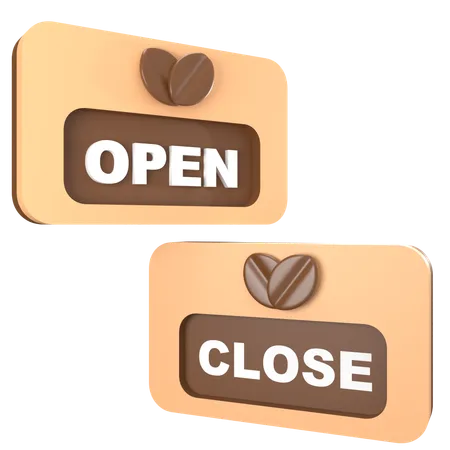 Coffee Shop Open and Close  3D Icon