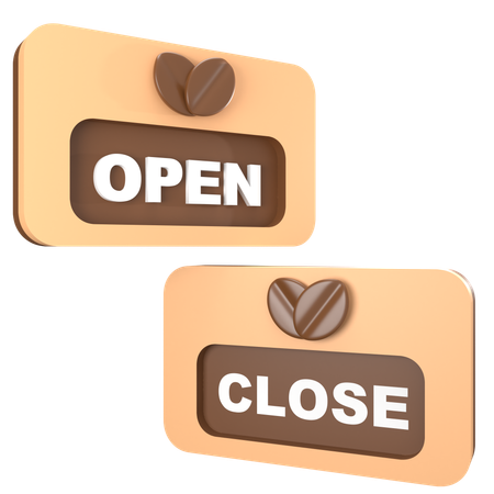 Coffee Shop Open and Close  3D Icon