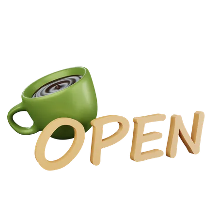 Coffee Shop Open Board  3D Icon