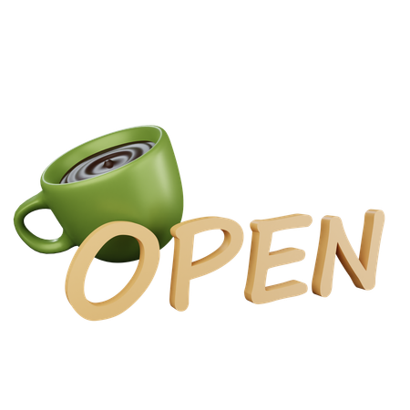 Coffee Shop Open Board  3D Icon