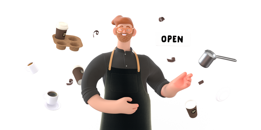 Coffee shop owner  3D Icon