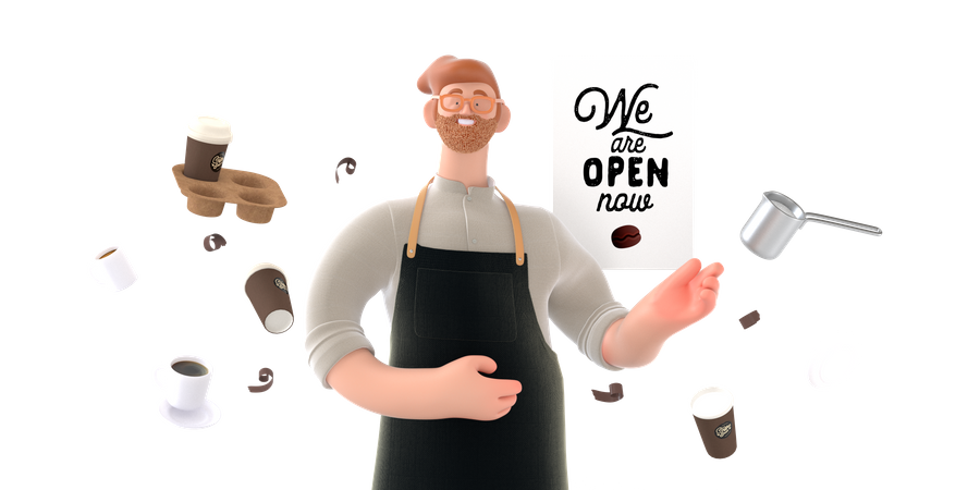 Coffee shop owner  3D Icon