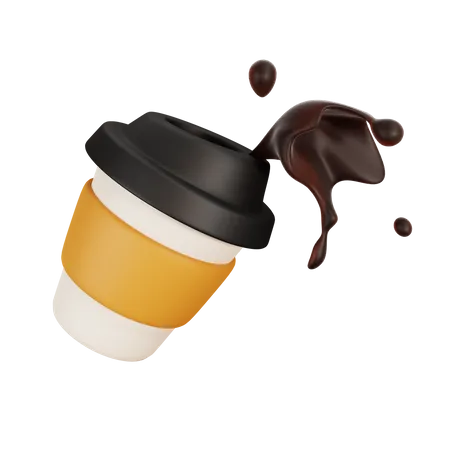 Coffee Splash In Paper Coffee Cup 3D Illustration
