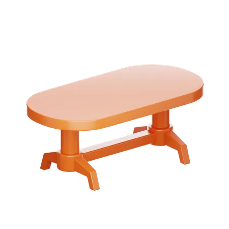 An Elegant Minimalist Oval Coffee Table In A Matte Orange Finish Rendered In 3 D Embodying Modern Simplicity 3D Icon