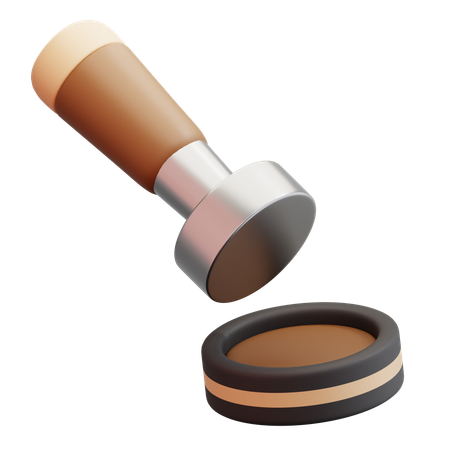 Coffee Tamper With Wooden Handle And Base  3D Icon