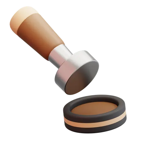 Coffee Tamper With Wooden Handle And Base  3D Icon
