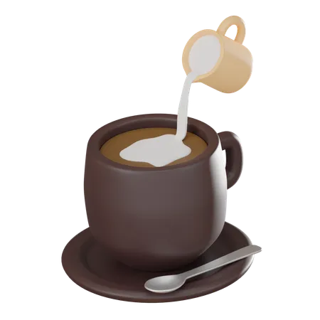 Coffee With Captivating Latte Art  3D Icon