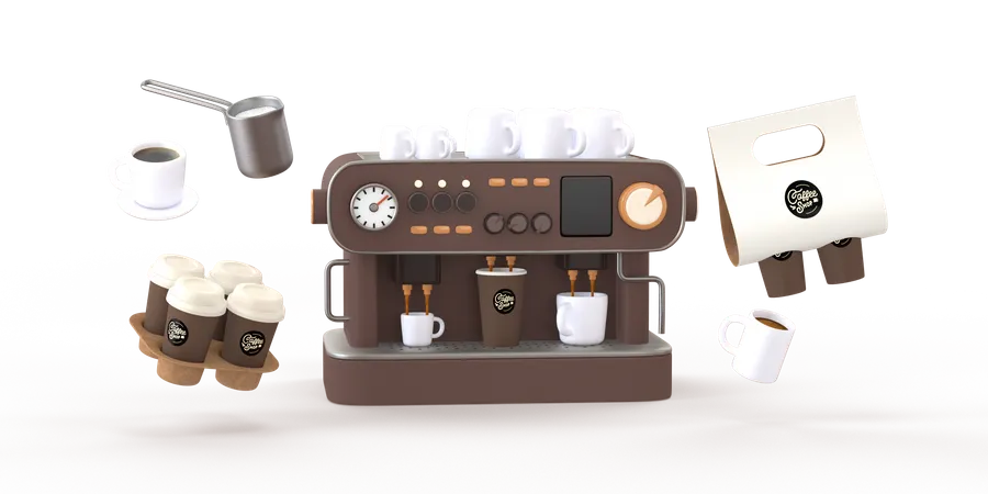 Coffeeshop equipment  3D Illustration