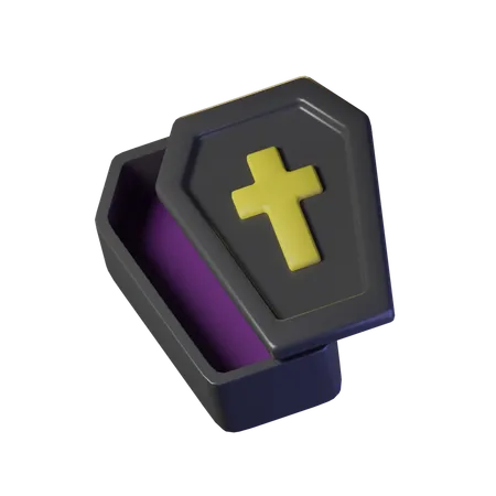 Black Coffin With A Cross Symbol 3D Icon