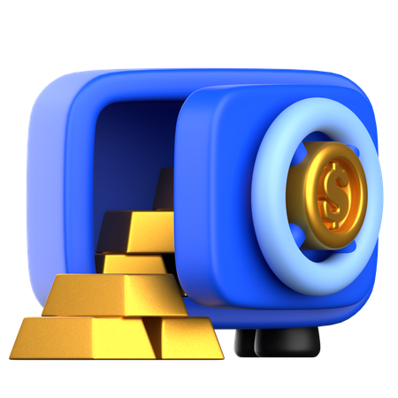 Coffre-fort en or  3D Icon