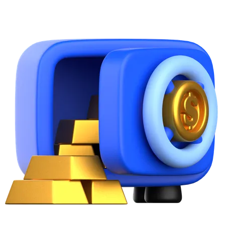 Coffre-fort en or  3D Icon