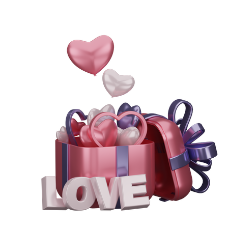 Coffret cadeau avec ornement de Saint-Valentin  3D Illustration