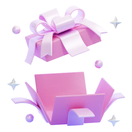 Coffret cadeau rose ouvert  3D Icon