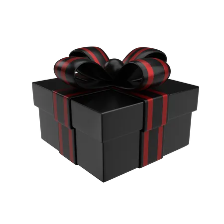 Coffret Cadeau Premium Ruban Noir Et Rouge  3D Illustration