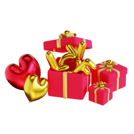 Coffret cadeau Saint Valentin  3D Illustration
