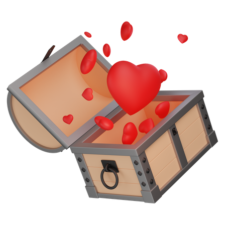 Cofre con corazones  3D Icon