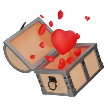 Cofre con corazones  3D Icon