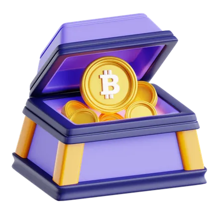 Cofre del tesoro de Bitcoin  3D Icon