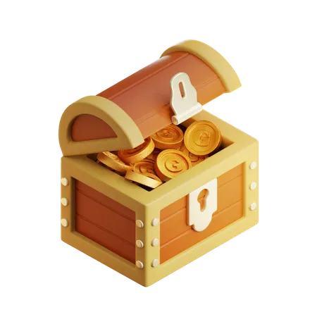 Cofre del tesoro dorado  3D Icon