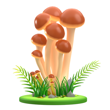 Cacho de cogumelo marrom  3D Icon