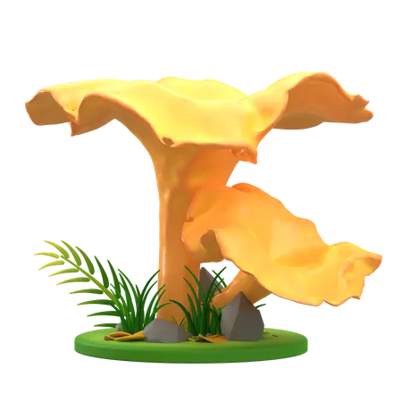 Cogumelos Amarelos com babados  3D Icon