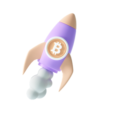 Cohete bitcoin  3D Illustration