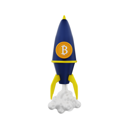 Cohete bitcoin  3D Illustration