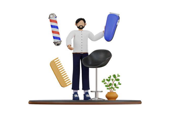 Coiffeur masculin  3D Illustration