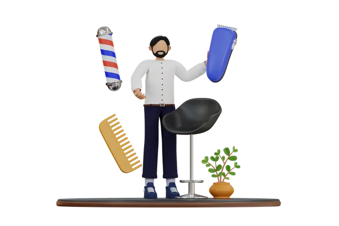 Coiffeur masculin  3D Illustration