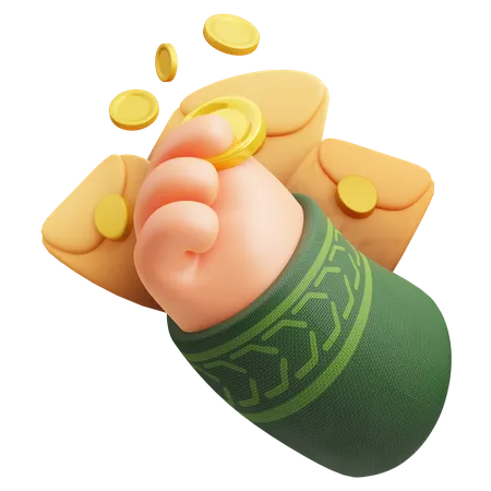 Hand With Pocket And Coin 3D Icon