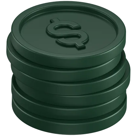 3 D Icon Of Stack Of Green Dollar Coins 3D Icon