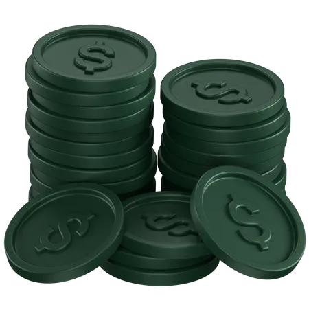 3 D Icon Of Stack Of Green Dollar Coins 3D Icon