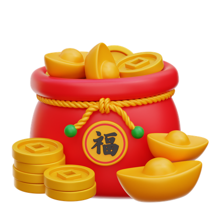 Coin and Gold Sack  3D Icon
