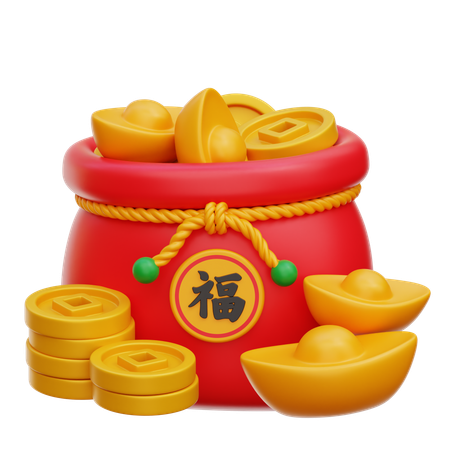 Coin and Gold Sack  3D Icon